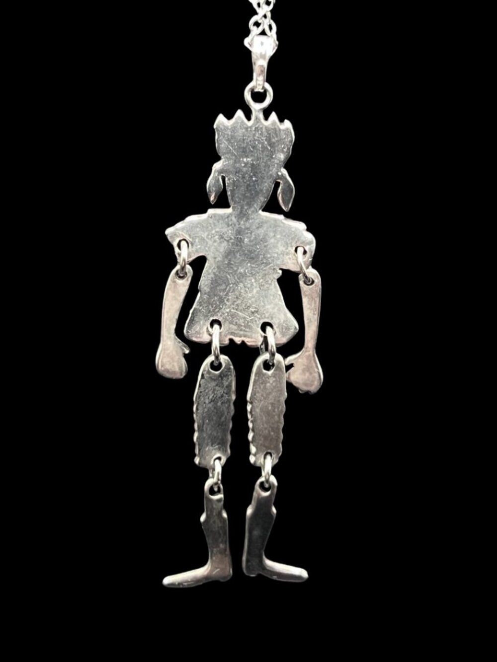 Vintage Native American Articulated Figure Sterling Silver on Silver Chain - Picture 3 of 4